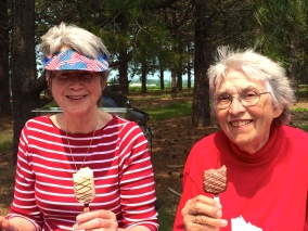 Sisters Terri and Adrienne enjoy an ice cream together