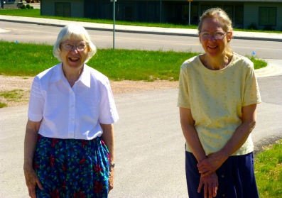 Sisters enjoy a weekend walk together on monastery grounds
